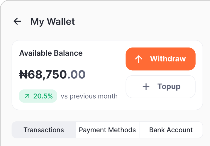 Wallet System interface