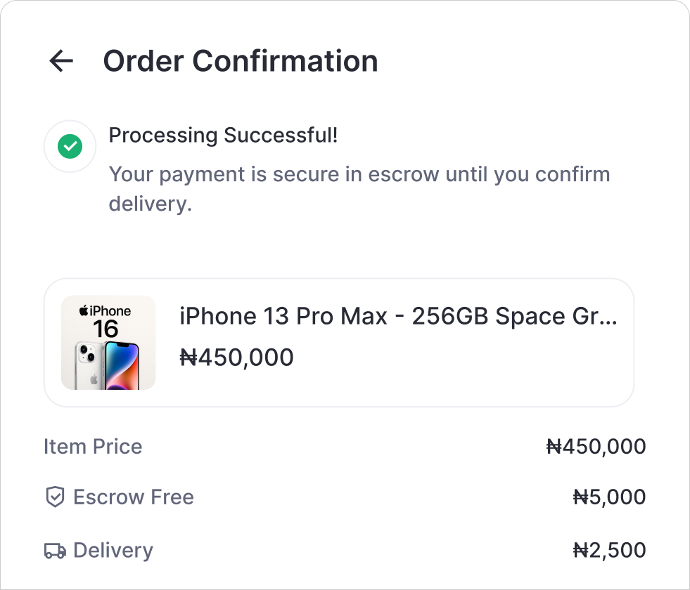 Order placement interface