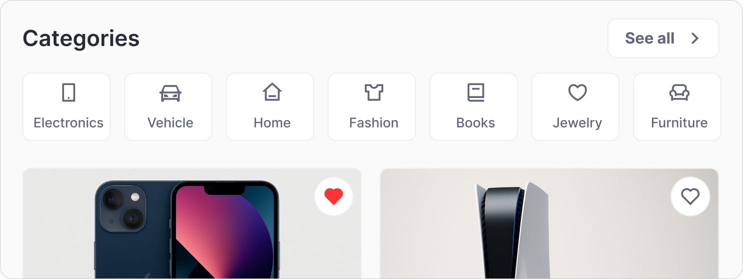 Product browsing interface
